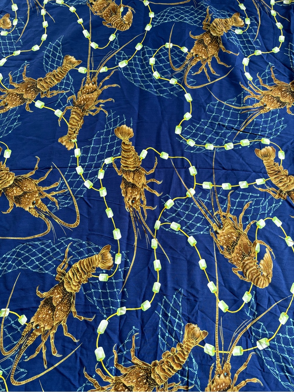 Jams World fabric 3.5 yards rare hard to find nautical lobster rayon Hawaiian